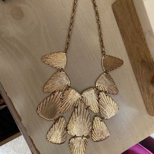 Gold Bib Statement Necklace.